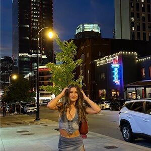 Denim Crop Top and Skirt Set